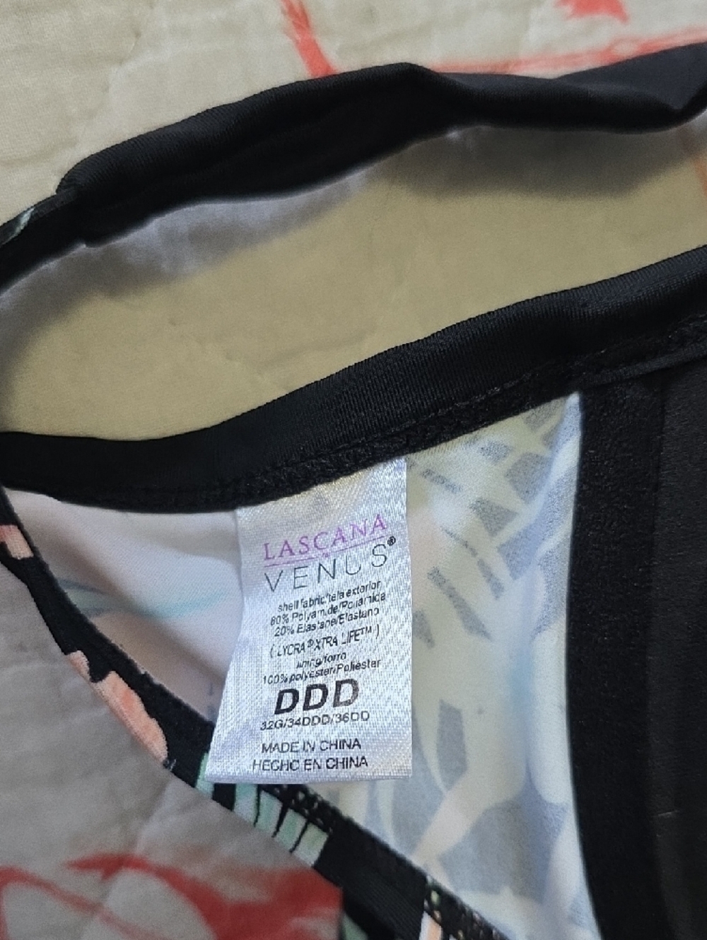 VENUS Floral Bikini Top & Bottoms in Black, Peach & Mint - Picture 4 of 4